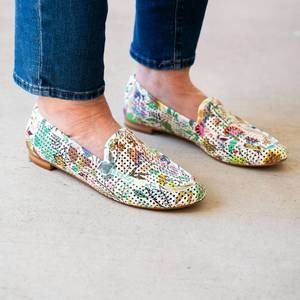 NEW LALISA women's floral print loafers in white floral
